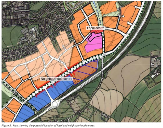 Figure 8 : Plan showing the potential location of local and neighbourhood centres